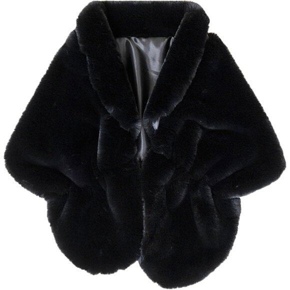 Fashowlife Accessories - 🆕 Fashowlife  New Faux Fur Cloak Shawl Women Black Scarf Warm Wrap Stole Shrug